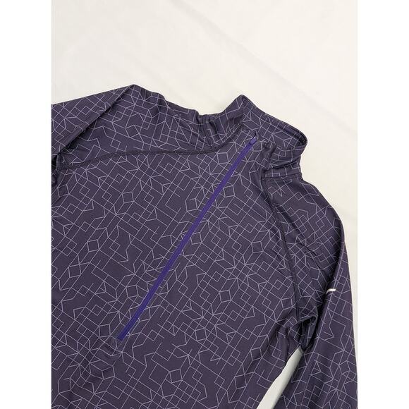 NIKE PRO Hyperwarm 1/2 Zip Pullover Women's Size Large Purple Geometric Running - Picture 1 of 9